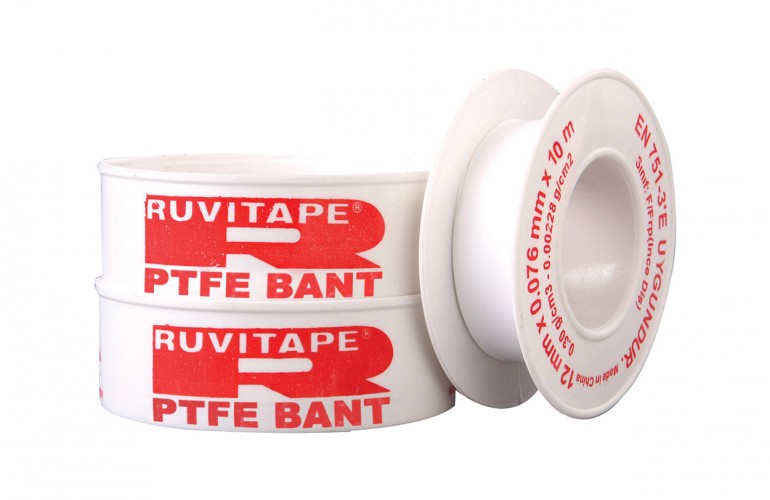PTFE Bant RUVITAPE Normal 12mm x 0,076mm x 10mt